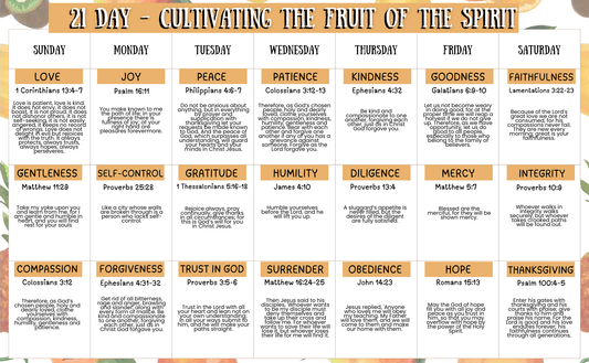 Fruit of the Spirit 21 day calendar