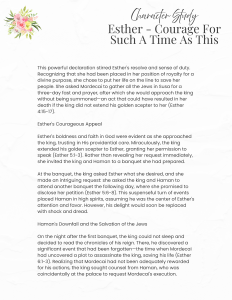 Esther - Courage For Such A Time As This Character Study