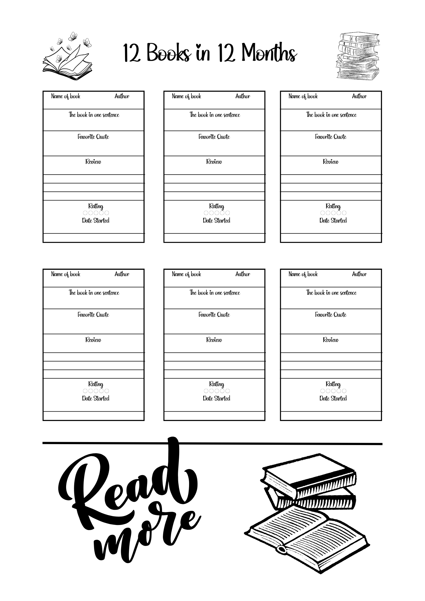 12 Books, 12 Months Reading Tracker