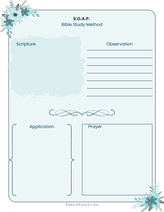 SOAP Method Bible Study worksheet