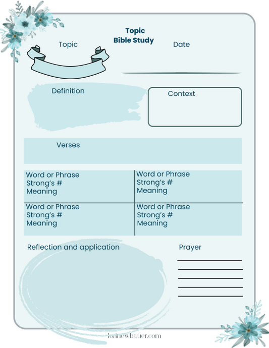Topical Bible Study worksheet